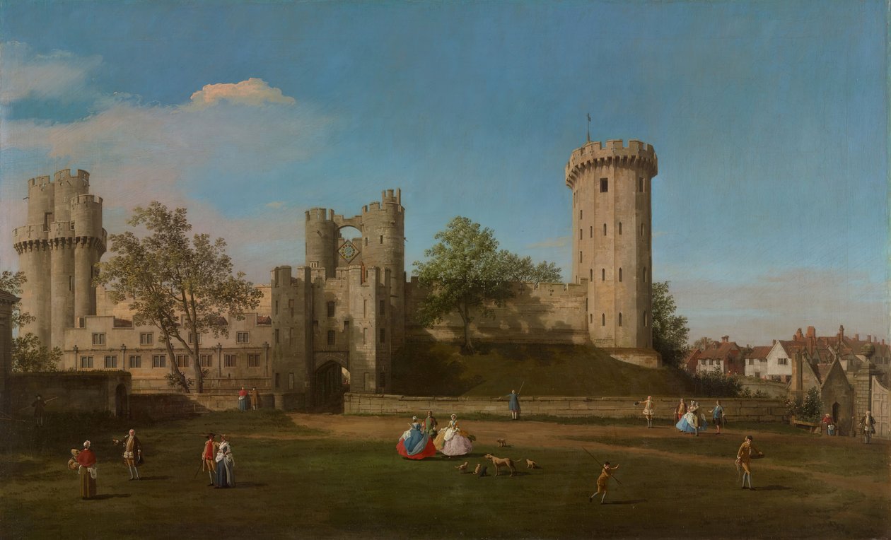 Warwickin linna, itärintama ulkopihasta, 1752. tekijältä Canaletto
