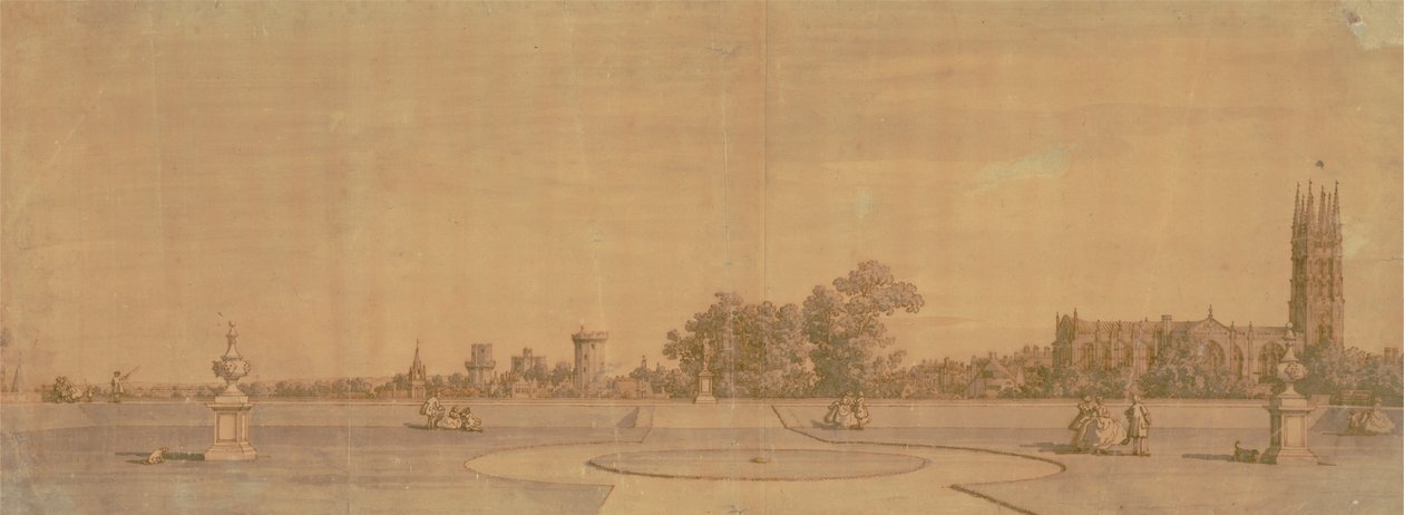 Warwick: Kaupunki ja linna Priory Gardensista tekijältä Canaletto