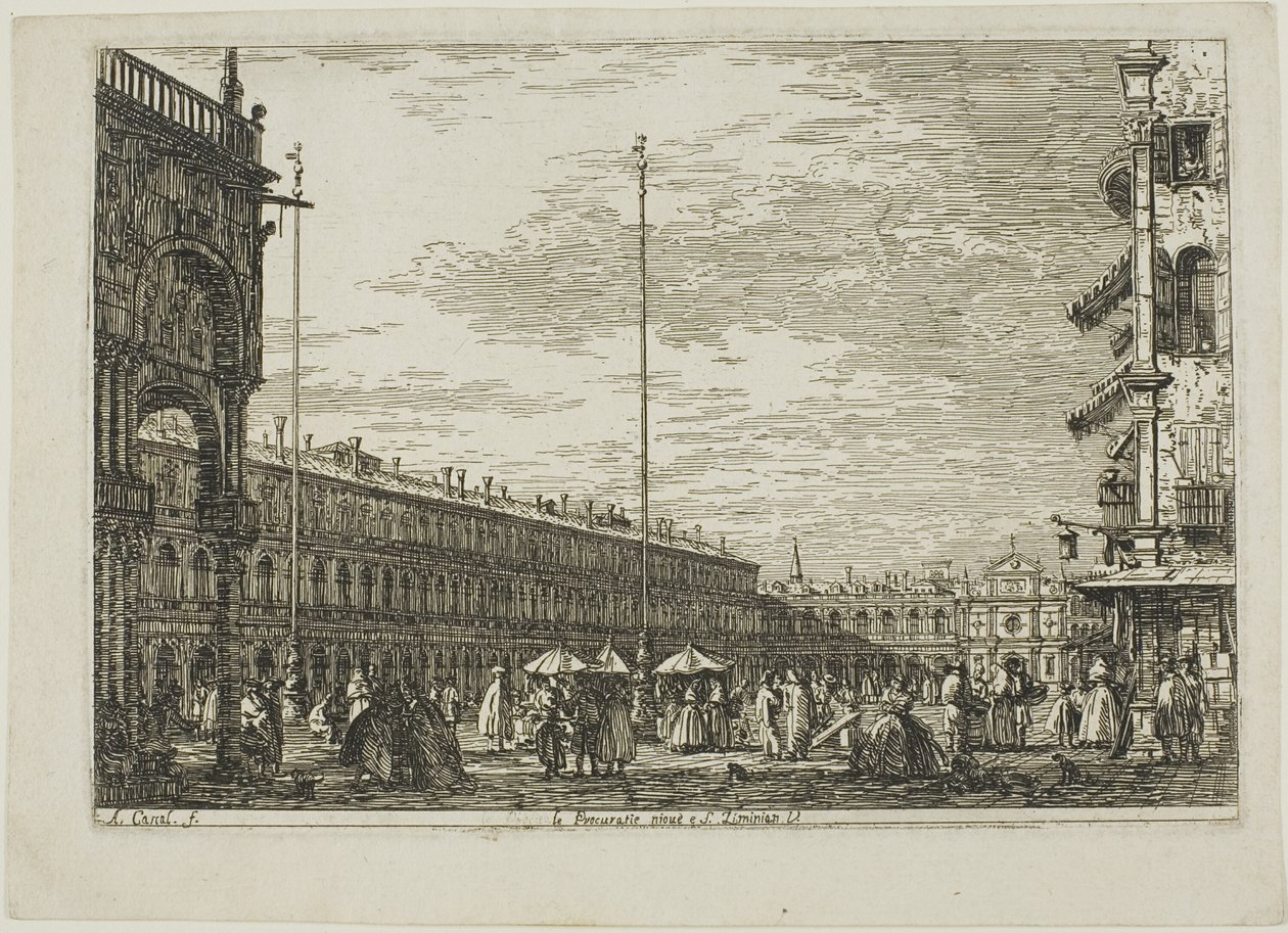 le Procuratie niove ja S. Ziminian V., Vedute tekijältä Canaletto