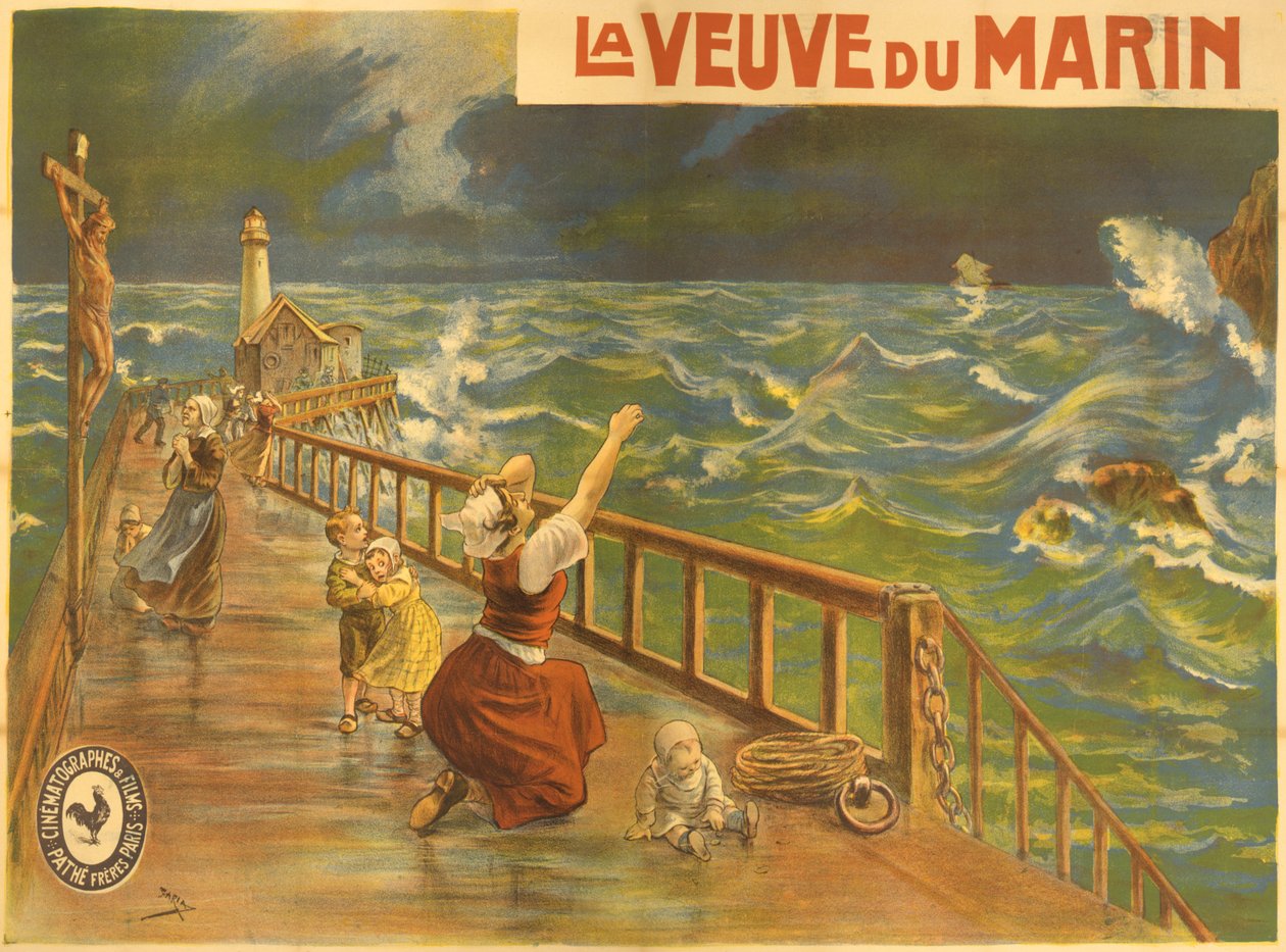 Pathe-mykkäelokuvan "La Veuve du Marin" juliste tekijältä Candido Aragonez de Faria