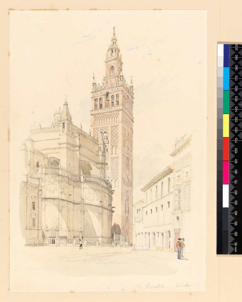 The Giralda, Sevilla, n. 1846 (lyijykynä ja wc) tekijältä Canon G. F. Weston