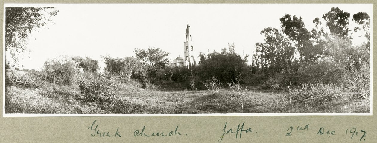 Kreikkalainen kirkko, Jaffa, 2. joulukuuta 1917 tekijältä Capt. Arthur Rhodes