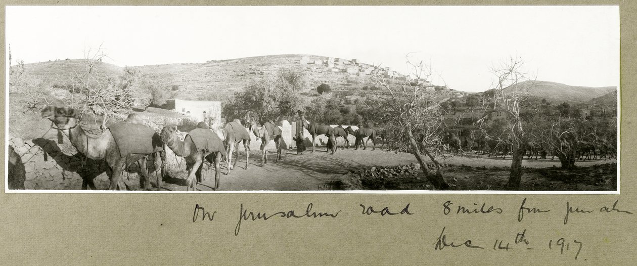 Jerusalem Roadilla, 8 mailia Jerusalemista, 14. joulukuuta 1917 tekijältä Capt. Arthur Rhodes