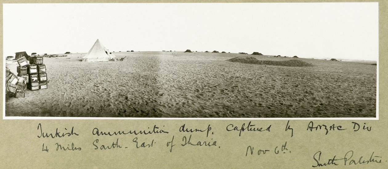 ANZAC-divisioonan vangitsema turkkilainen ammusten kaatopaikka, 4 mailia kaakkoon Thariasta, 6. marraskuuta 1917 tekijältä Capt. Arthur Rhodes