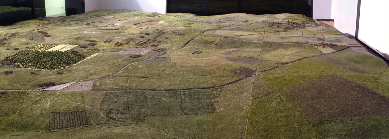 Waterloon taistelun diorama, jossa näkyvät joukot sijoittuneet 18. kesäkuuta 1815 klo 19.45 (sekoitettu media) (yksityiskohta) tekijältä Capt. William Siborne