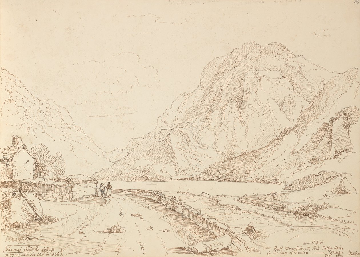 Bull Mountain ja Ash Valley Lake Dunlohin aukossa, syyskuu 1841 tekijältä Capt. Thomas Hastings