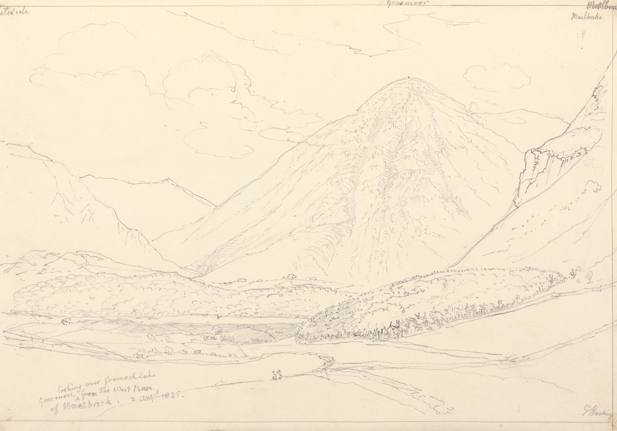 Grasmoor Mellbreakin läntistä tukikohtaa, 2. elokuuta 1835 tekijältä Capt. Thomas Hastings
