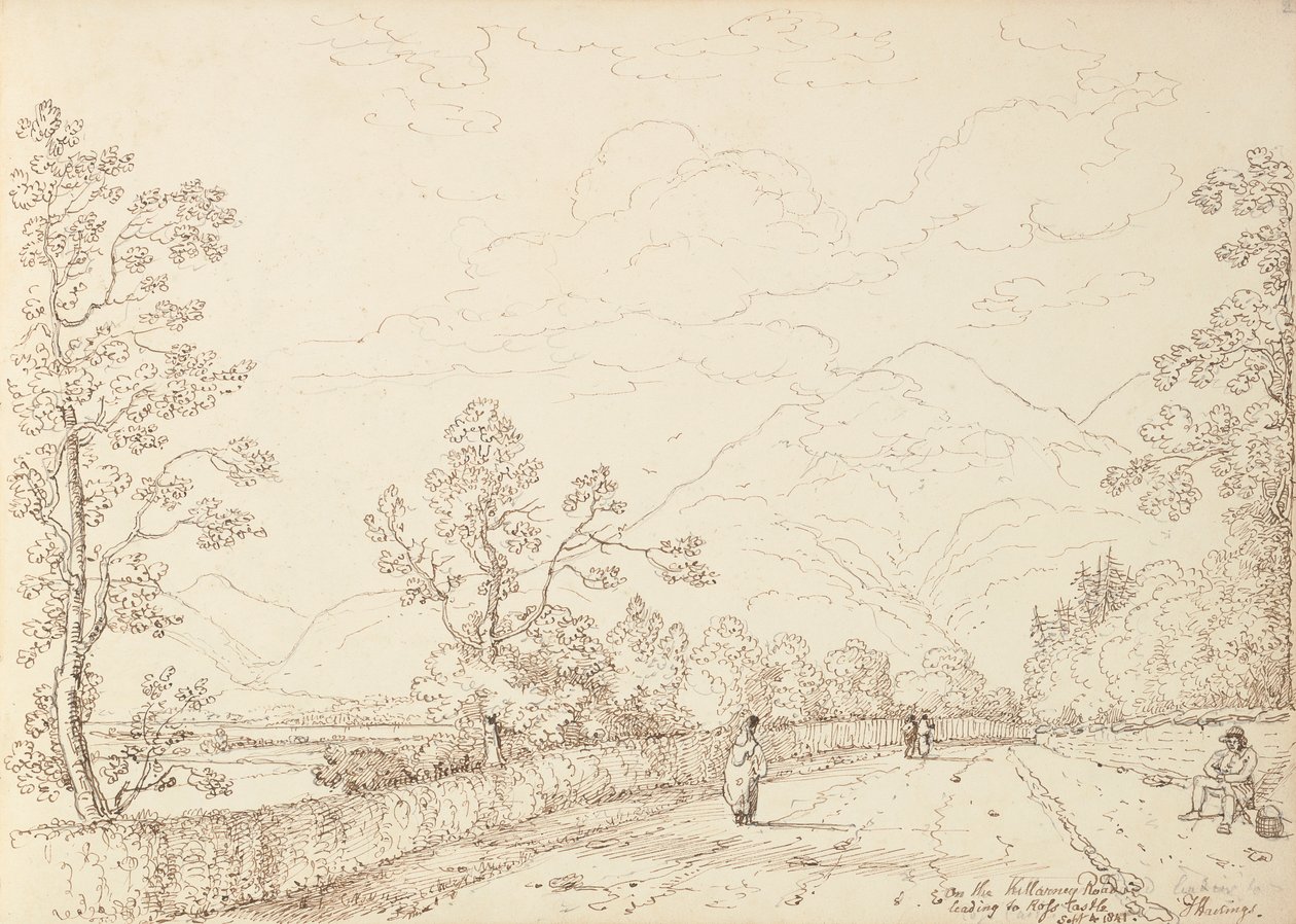 Killarney Roadilla, joka johtaa Rossin linnaan, 4. syyskuuta 1841 tekijältä Capt. Thomas Hastings