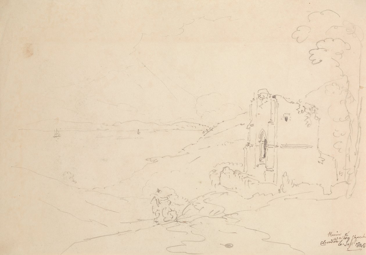 Waltonin kirkon rauniot, Clevedon, 6. syyskuuta 1845 tekijältä Capt. Thomas Hastings
