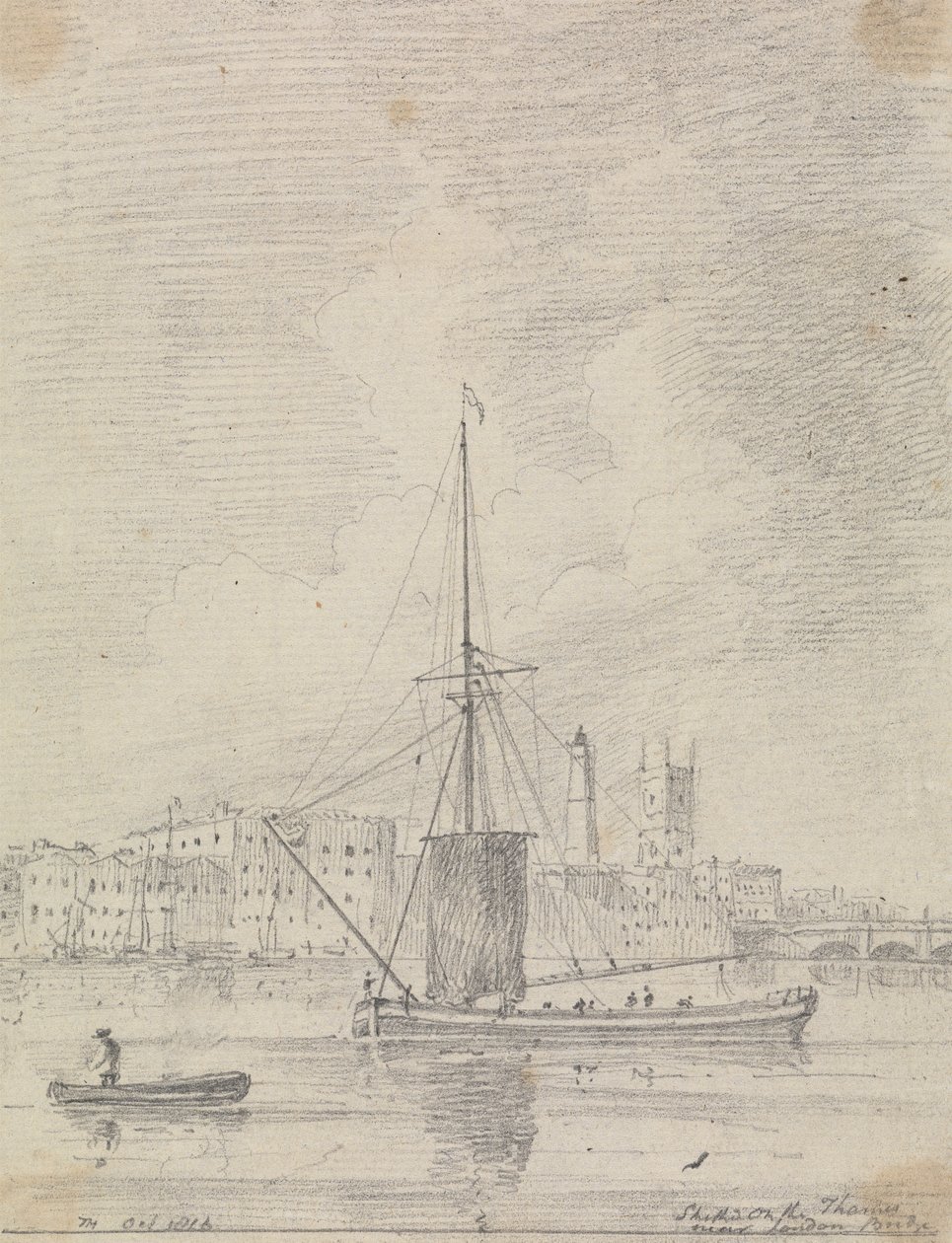 Laivat Thamesilla lähellä London Bridgeä, lokakuu 1816 tekijältä Capt. Thomas Hastings