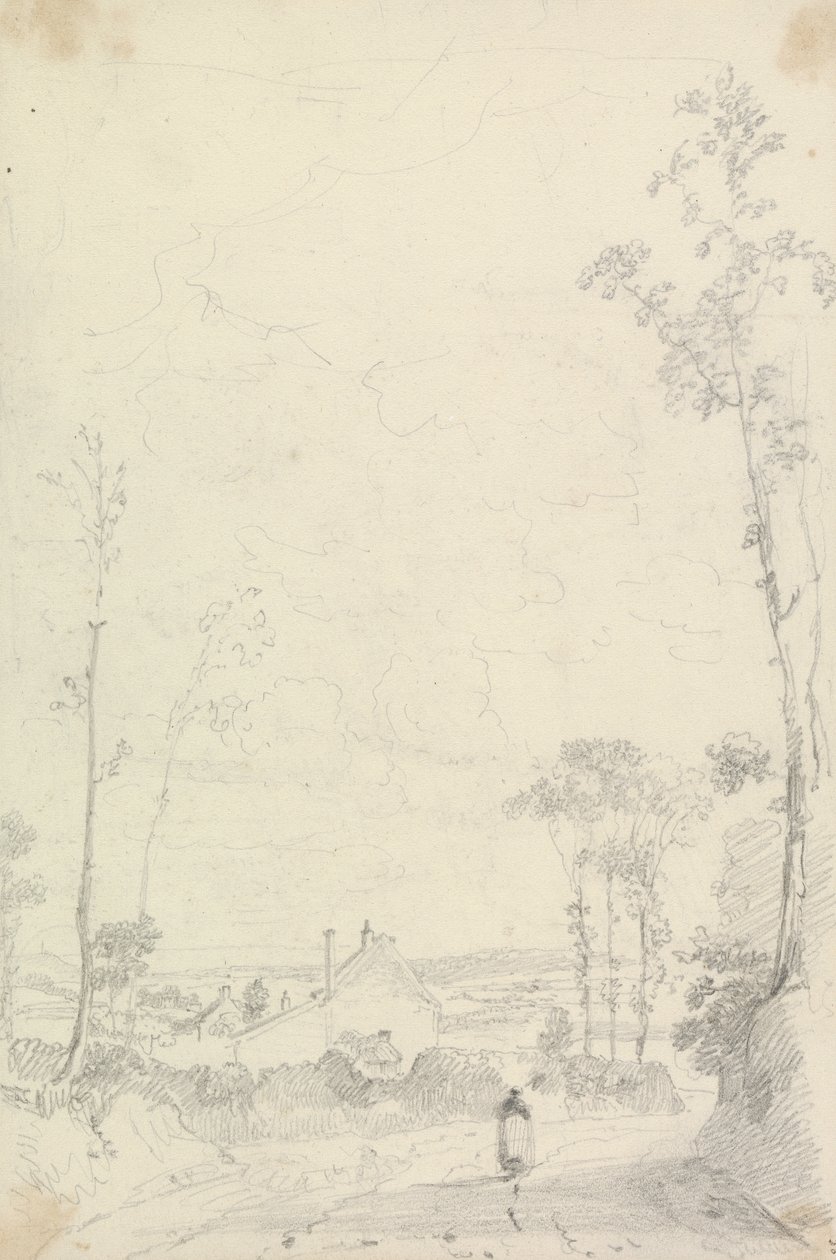 Luonnos talosta Heathland Roadin varrella tekijältä Capt. Thomas Hastings