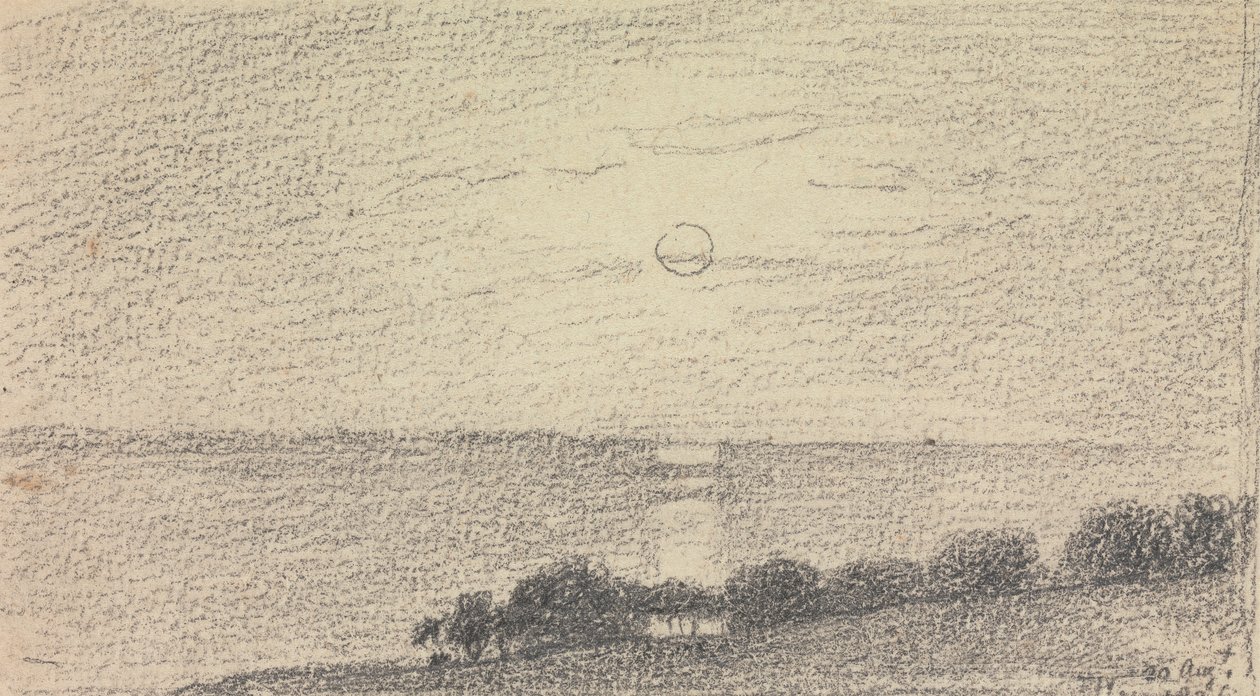 Luonnos matalasta auringosta meren yllä, 20. elokuuta 1826 tekijältä Capt. Thomas Hastings