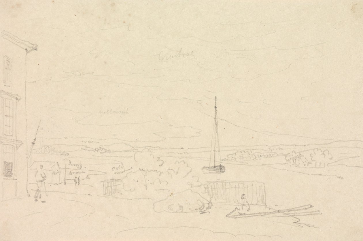 Luonnos jokimaisemasta, Isle of Wight tekijältä Capt. Thomas Hastings