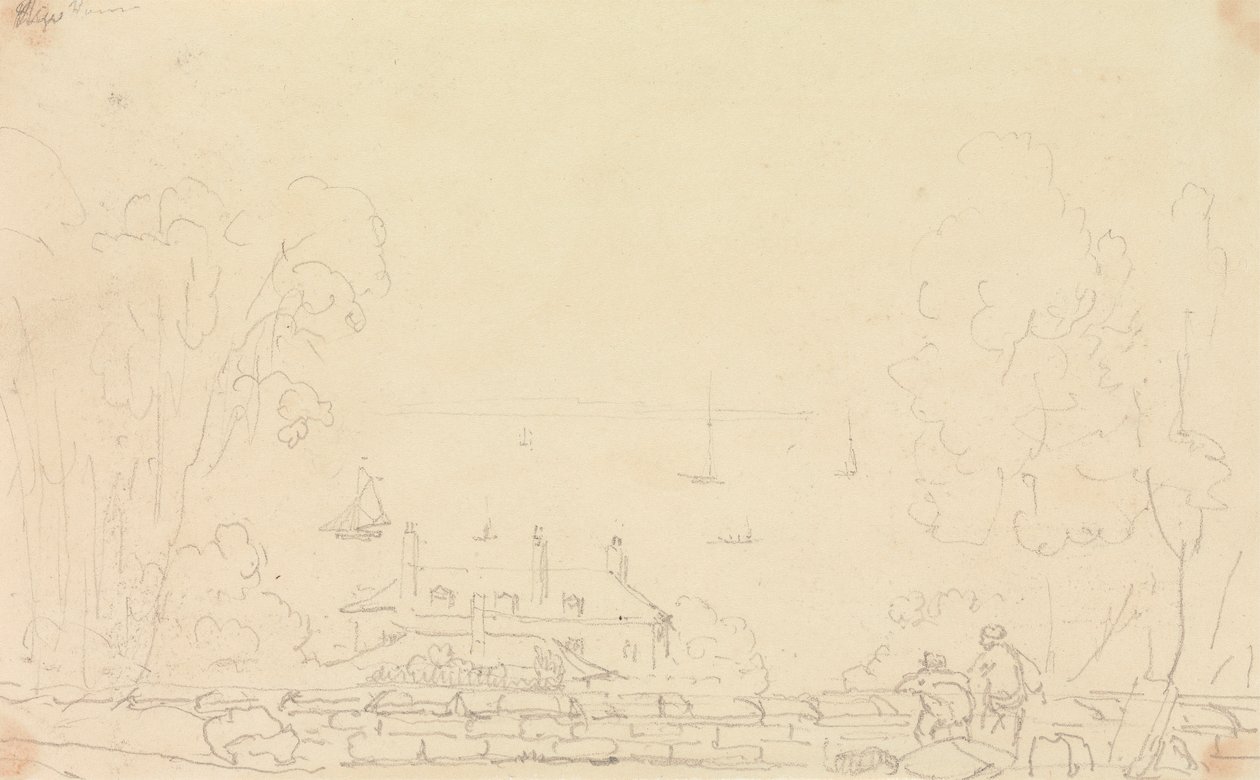 Luonnos tilatalosta lähellä rantaa, Isle of Wight tekijältä Capt. Thomas Hastings