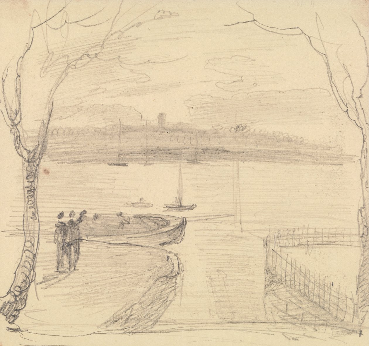 Vista esboçada de East Cowes, West Cowes à distância finlandesa tekijältä Capt. Thomas Hastings