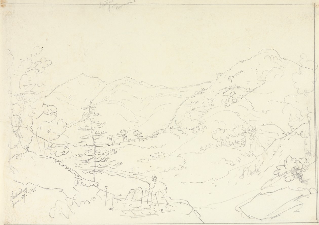 Skiddaw Borrowdalesta lauantaina 27. kesäkuuta 1835 tekijältä Capt. Thomas Hastings