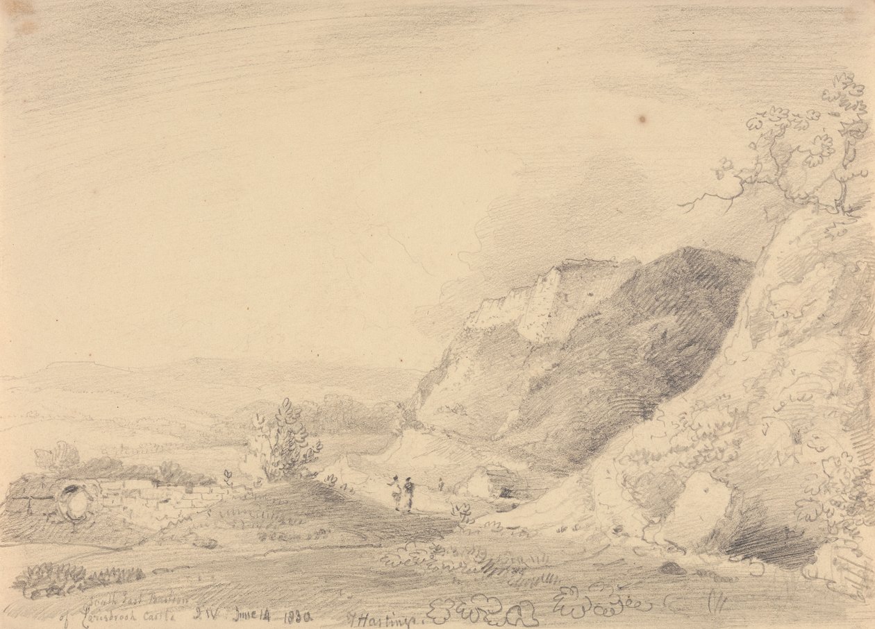 Carisbrooken linnan kaakkoislinnake, 14. kesäkuuta 1830 tekijältä Capt. Thomas Hastings
