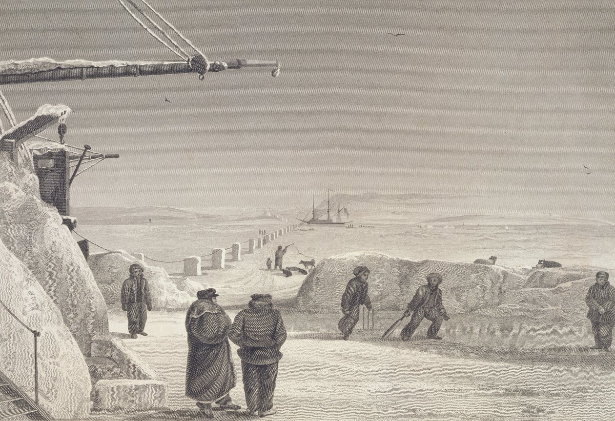 H.M. Ships Fury und Hecla Igloolikissa, 1822-23, julkaisusta "Journal of a Second Voyage for the Discovery of Luoteisväylä Atlantilta Tyynellemerelle" esitettiin vuosina 1821-22-23 tekijältä Captain George Francis Lyon