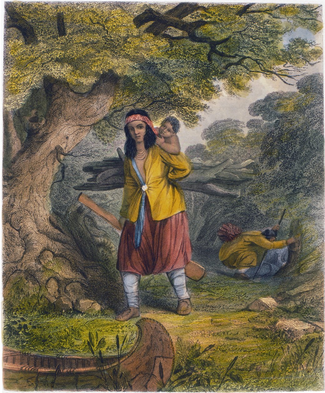 Intialaiset naiset hankkivat polttoainetta, 1853 tekijältä Captain Seth Eastman