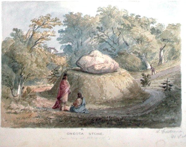 Oneota Stone, hautausmaa Uticassa, New Yorkissa (akvarelli paperille) tekijältä Captain Seth Eastman