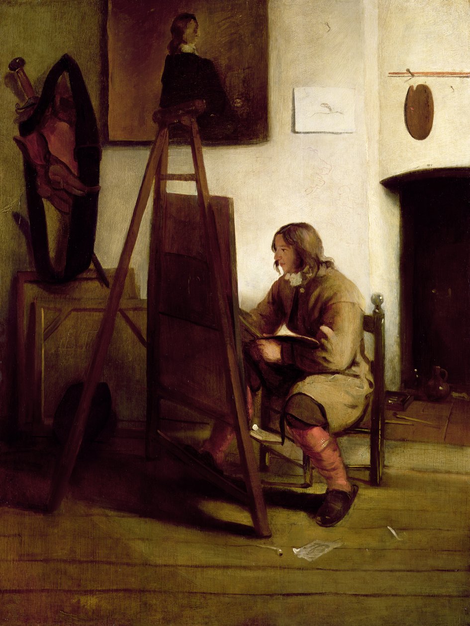 Taiteilija studiossaan tekijältä Carel Fabritius