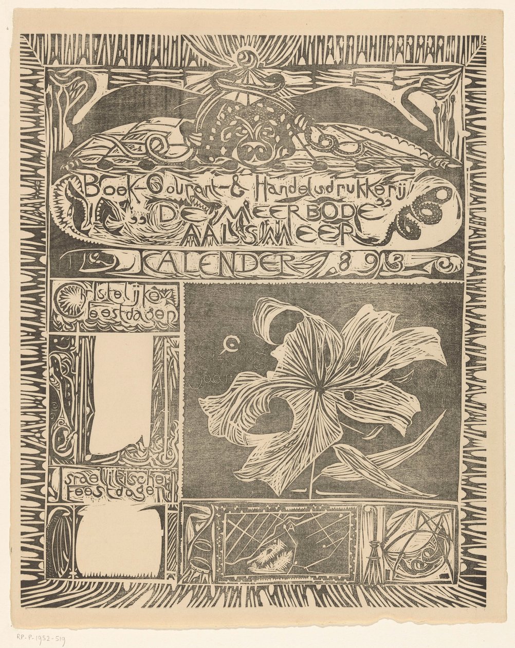 Kalenterilehti 1893 tekijältä Carel Adolph Lion Cachet