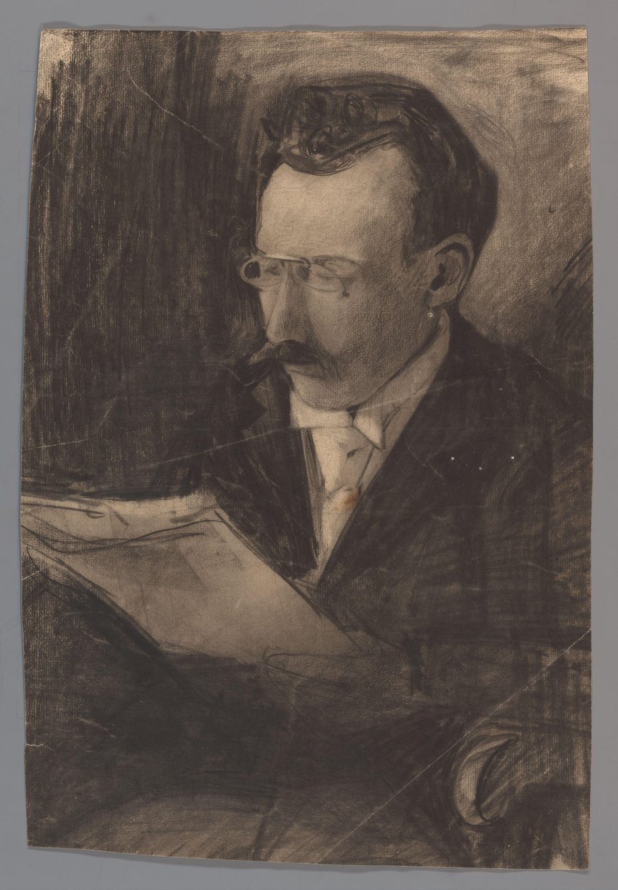 Miehen muotokuva lukemassa tekijältä Carel Adolph Lion Cachet