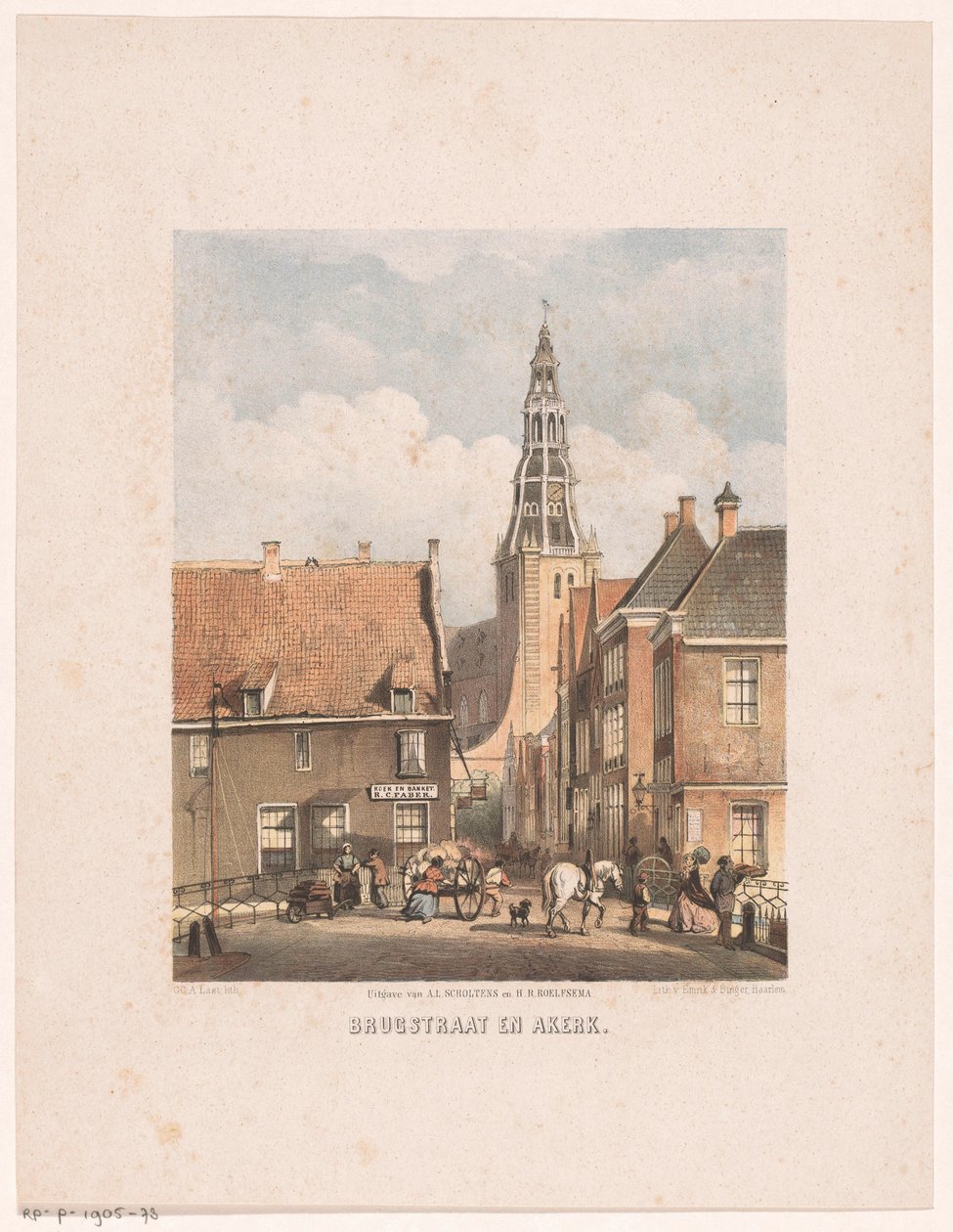 Brugstraat ja Der Aa -kirkko Groningenissa Brugstraat ja Akerk (otsikko esineessä) tekijältä Carel Christiaan Antony Last