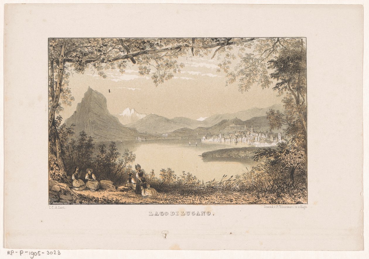 Näkymä Luganojärvelle Lago di Lugano (otsikko esineessä) tekijältä Carel Christiaan Antony Last