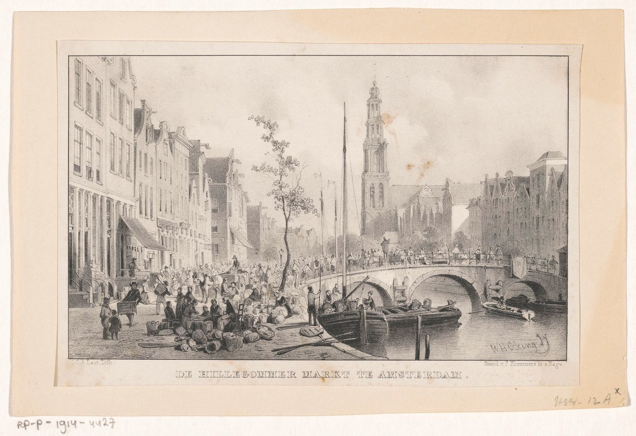 Hillegommermarkt Reesluisissa Amsterdamissa Hillergommermarkt Amsterdamissa (otsikko esineessä) tekijältä Carel Christiaan Antony Last
