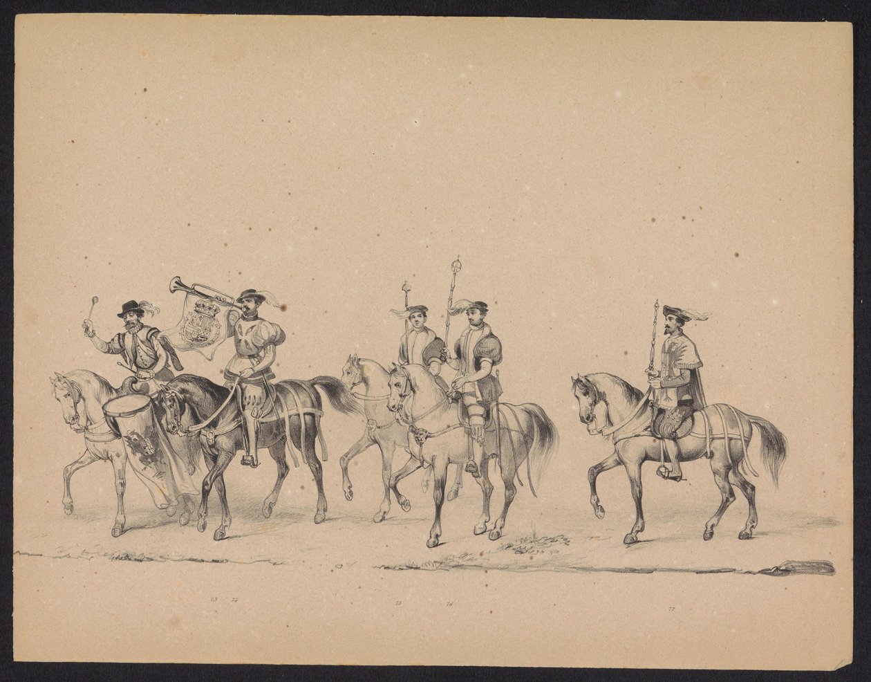 Utrechtin opiskelijoiden naamiaiset, 1846 (levy 13) Kuvaus pukeutuneesta kulkueesta, joka kuvaa Espanjan prinssin Philip II:n kulkuetta Utrechtissa 3. lokakuuta 1549, piti 17. kesäkuuta 1846, H.H. Utrechtschen opiskelijat tekijältä Carel Christiaan Antony Last
