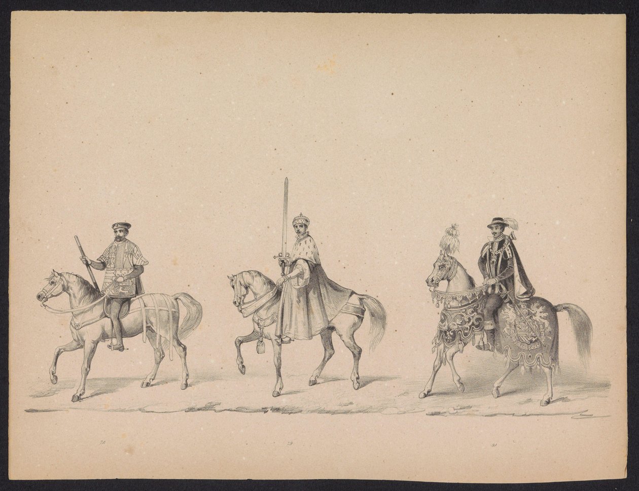 Utrechtin opiskelijoiden naamiaiset, 1846 (levy 14) Kuvaus pukeutuneesta kulkueesta, joka kuvaa Espanjan prinssin Philip II:n kulkuetta Utrechtissa 3. lokakuuta 1549, piti 17. kesäkuuta 1846, H.H. Utrechtschen opiskelijat tekijältä Carel Christiaan Antony Last
