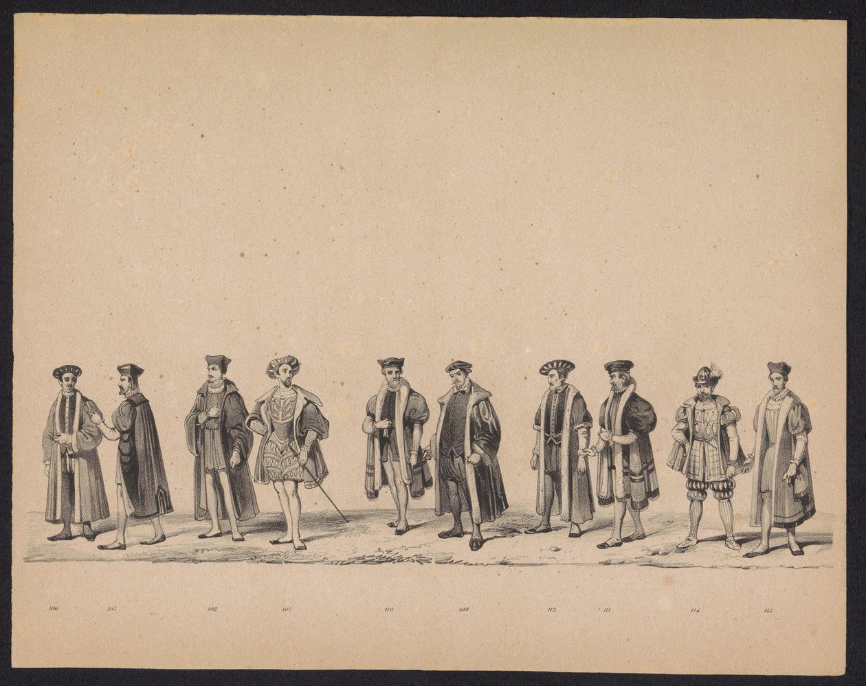 Utrechtin opiskelijoiden naamiaiset, 1846 (levy 19) Kuvaus pukeutuneesta kulkueesta, joka kuvaa Espanjan prinssin Philip II:n kulkuetta Utrechtissa 3. lokakuuta 1549, piti 17. kesäkuuta 1846, H.H. Utrechtschen opiskelijat tekijältä Carel Christiaan Antony Last