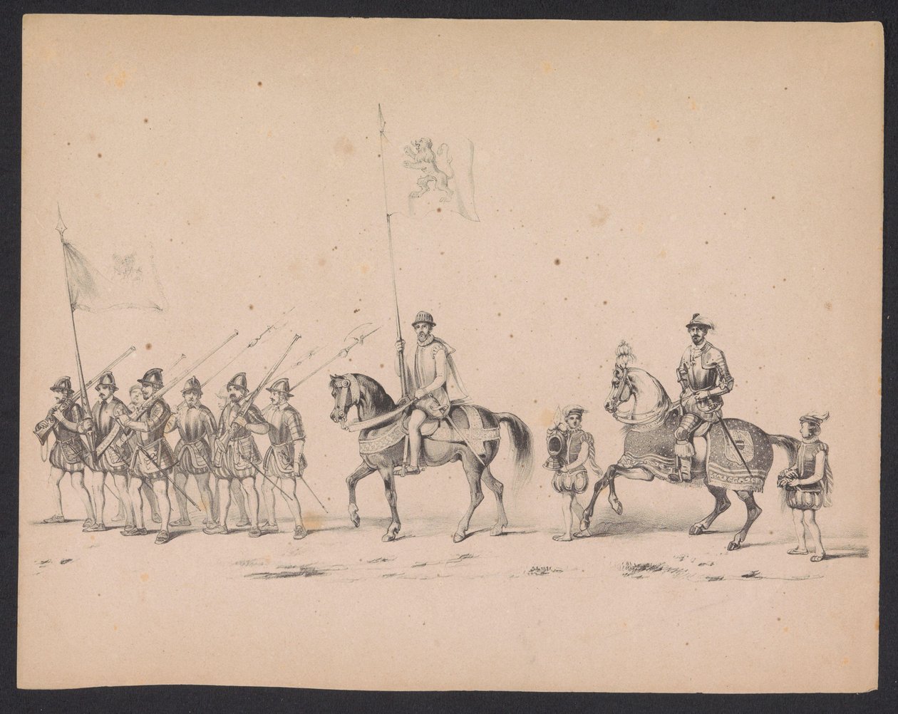 Utrechtin opiskelijoiden naamiaiset, 1846 (taulu 2) Kuvaus pukeutuneesta kulkueesta, joka kuvaa Espanjan prinssin Philip II:n kulkuetta Utrechtissa 3. lokakuuta 1549, piti 17. kesäkuuta 1846, H.H. Utrechtschen opiskelijat tekijältä Carel Christiaan Antony Last