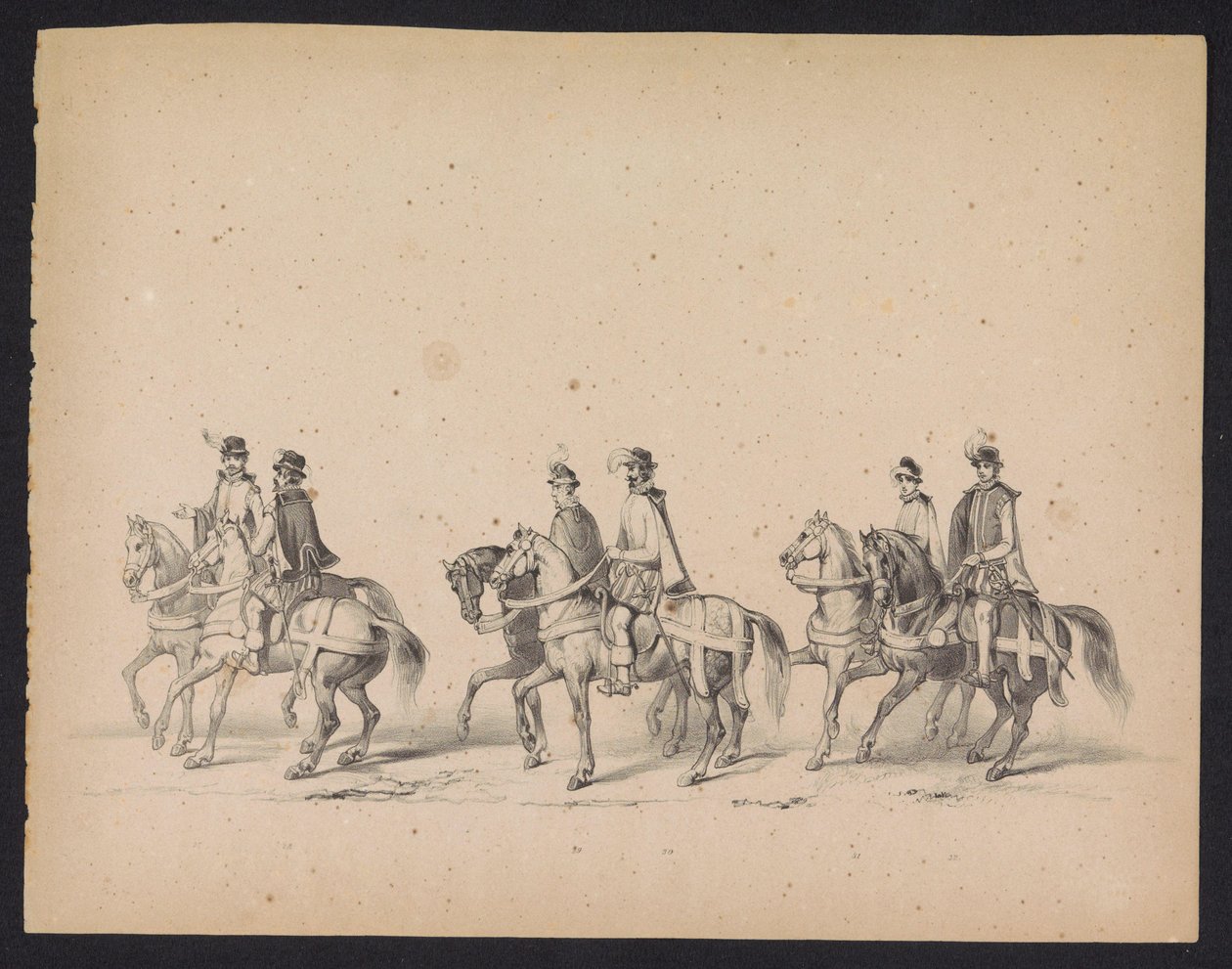 Utrechtin opiskelijoiden naamiaiset, 1846 (levy 5) Kuvaus pukeutuneesta kulkueesta, joka kuvaa Espanjan prinssin Philip II:n kulkuetta Utrechtissa 3. lokakuuta 1549, piti 17. kesäkuuta 1846, H.H. Utrechtschen opiskelijat tekijältä Carel Christiaan Antony Last