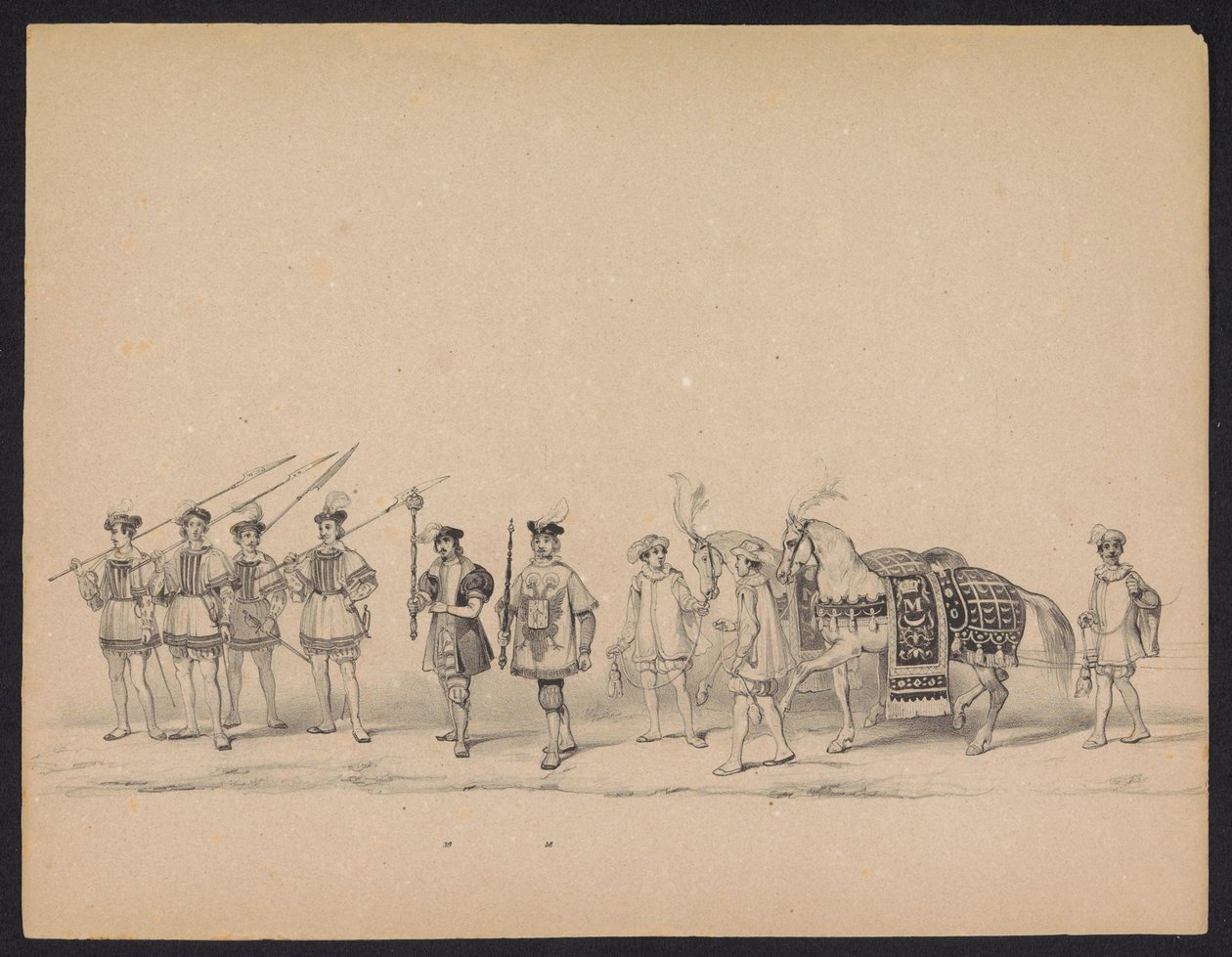 Utrechtin opiskelijoiden naamiaiset, 1846 (taulu 7) Kuvaus pukeutuneesta kulkueesta, joka kuvaa Espanjan prinssin Philip II:n kulkuetta Utrechtissa 3. lokakuuta 1549, piti 17. kesäkuuta 1846, H.H. Utrechtschen opiskelijat tekijältä Carel Christiaan Antony Last