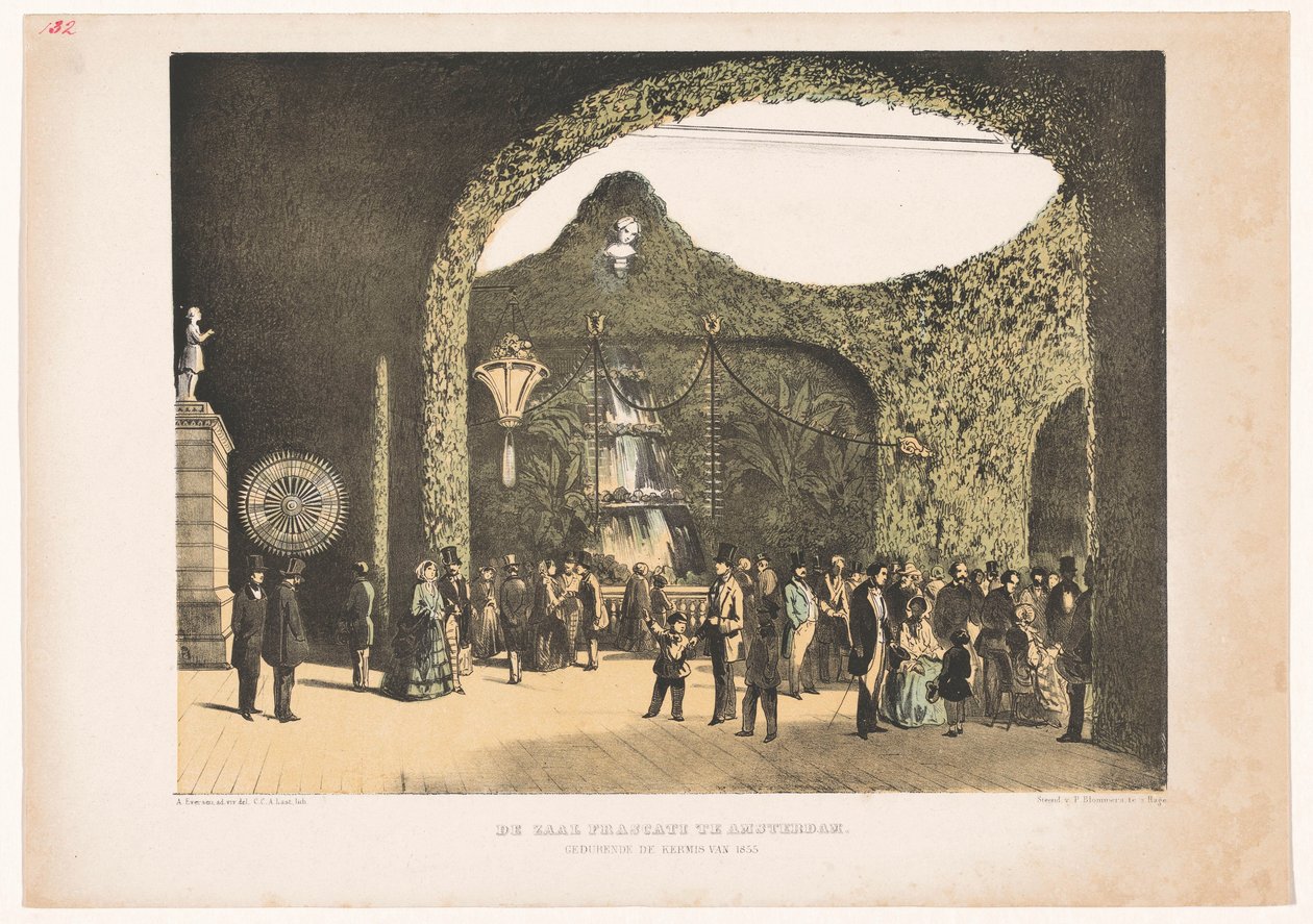Hall Frascatissa Amsterdamissa 1855 Frascati-halli Amsterdamissa vuoden 1855 messujen aikana (nimi esineessä) tekijältä Carel Christiaan Antony Last