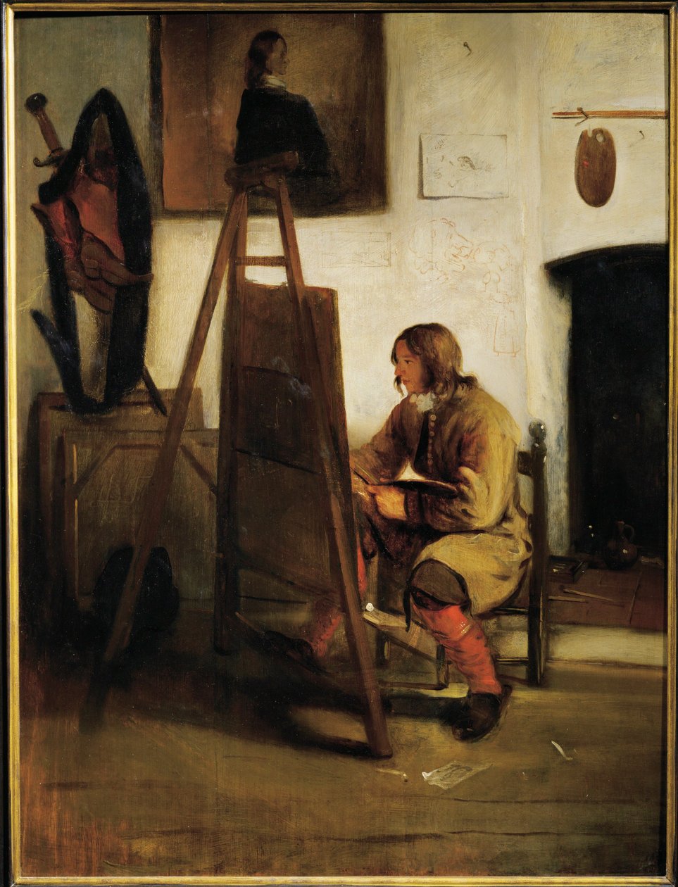 Nuori taidemaalari työhuoneessaan (maalaus kankaalle) tekijältä Carel Fabritius