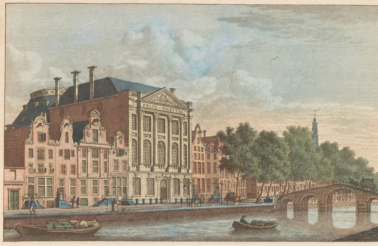 Felix Meritiksen rakennus Amsterdamissa, noin 1790 Felix Meitis -seuran rakennus Amsterdamissa / Edifices de la societe dit Félix Méritis à Amsterdam (otsikko esineessä) tekijältä Carel Frederik Bendorp (I)