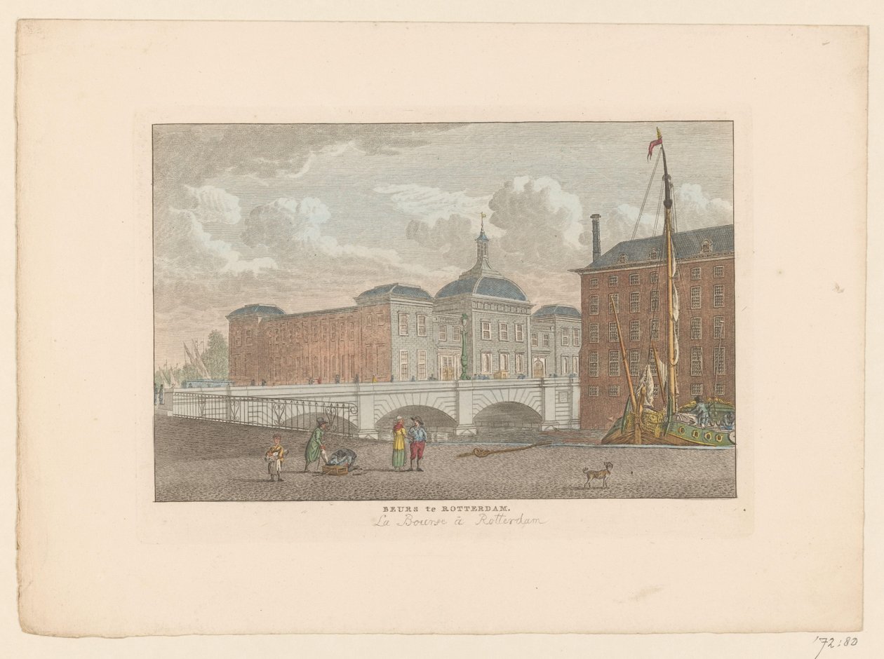 Näkymä Rotterdamin pörssistä Messut Rotterdamissa / La Bourse à Rotterdam (otsikko esineessä) tekijältä Carel Frederik Bendorp (I)