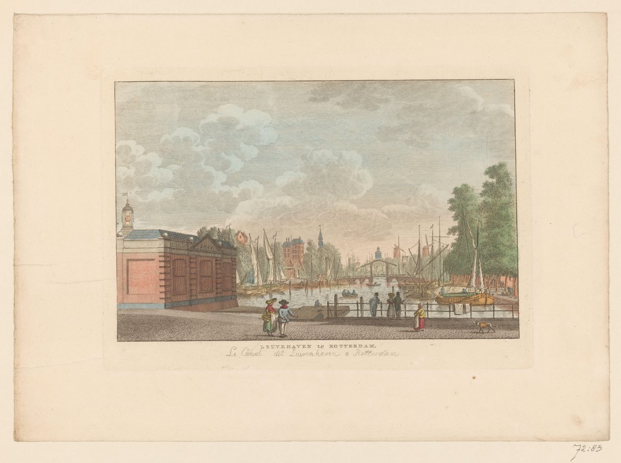 Näkymä Leuvehavenille Rotterdamissa Leuvehaven in Rotterdam / La canal dit Leuvehaven a Rotterdam (otsikko esineessä) tekijältä Carel Frederik Bendorp (I)