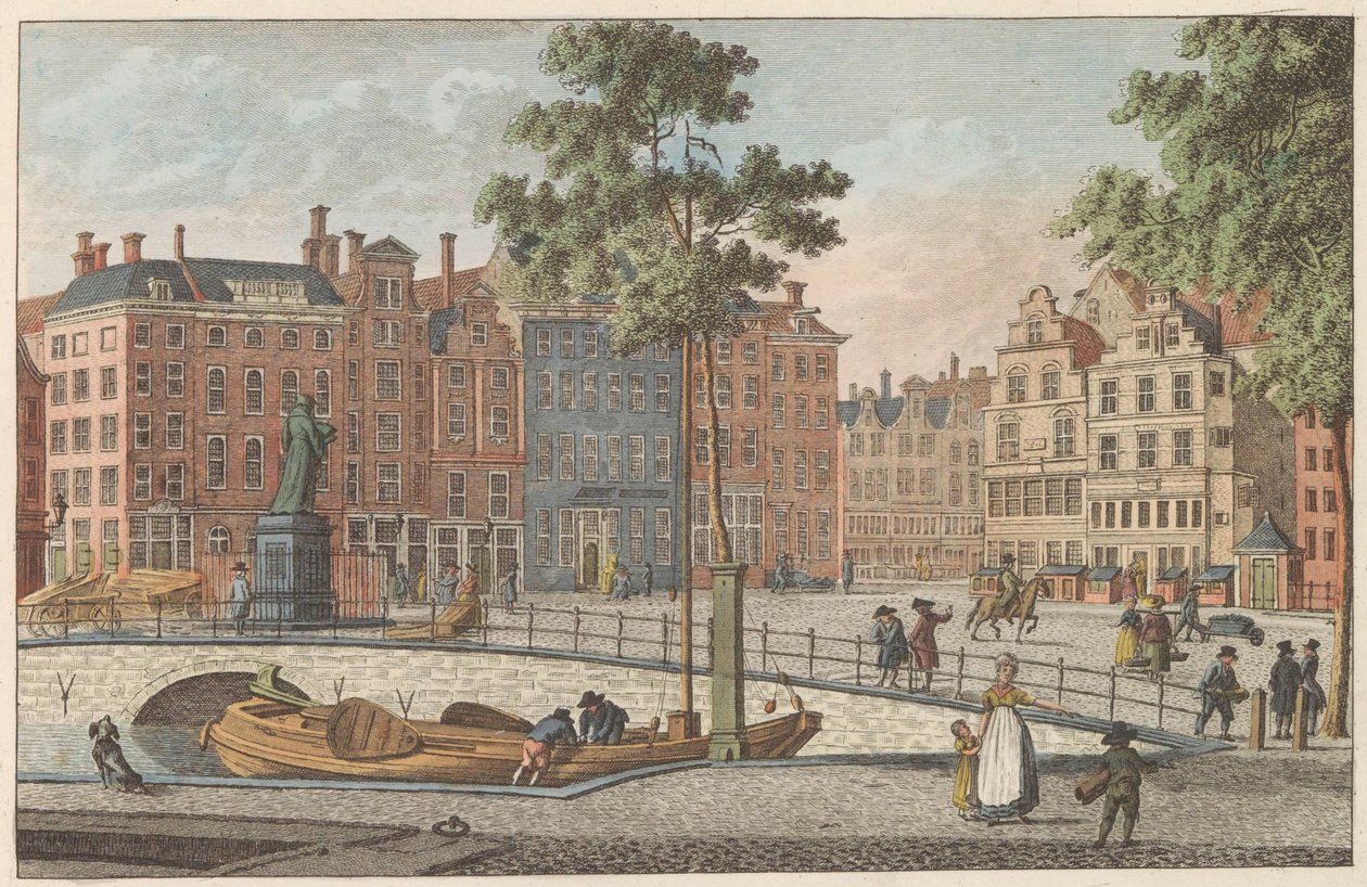 Grote Markt Rotterdamissa, noin 1790 Groote Markt, Rotterdam / Grand Marché et Statue d