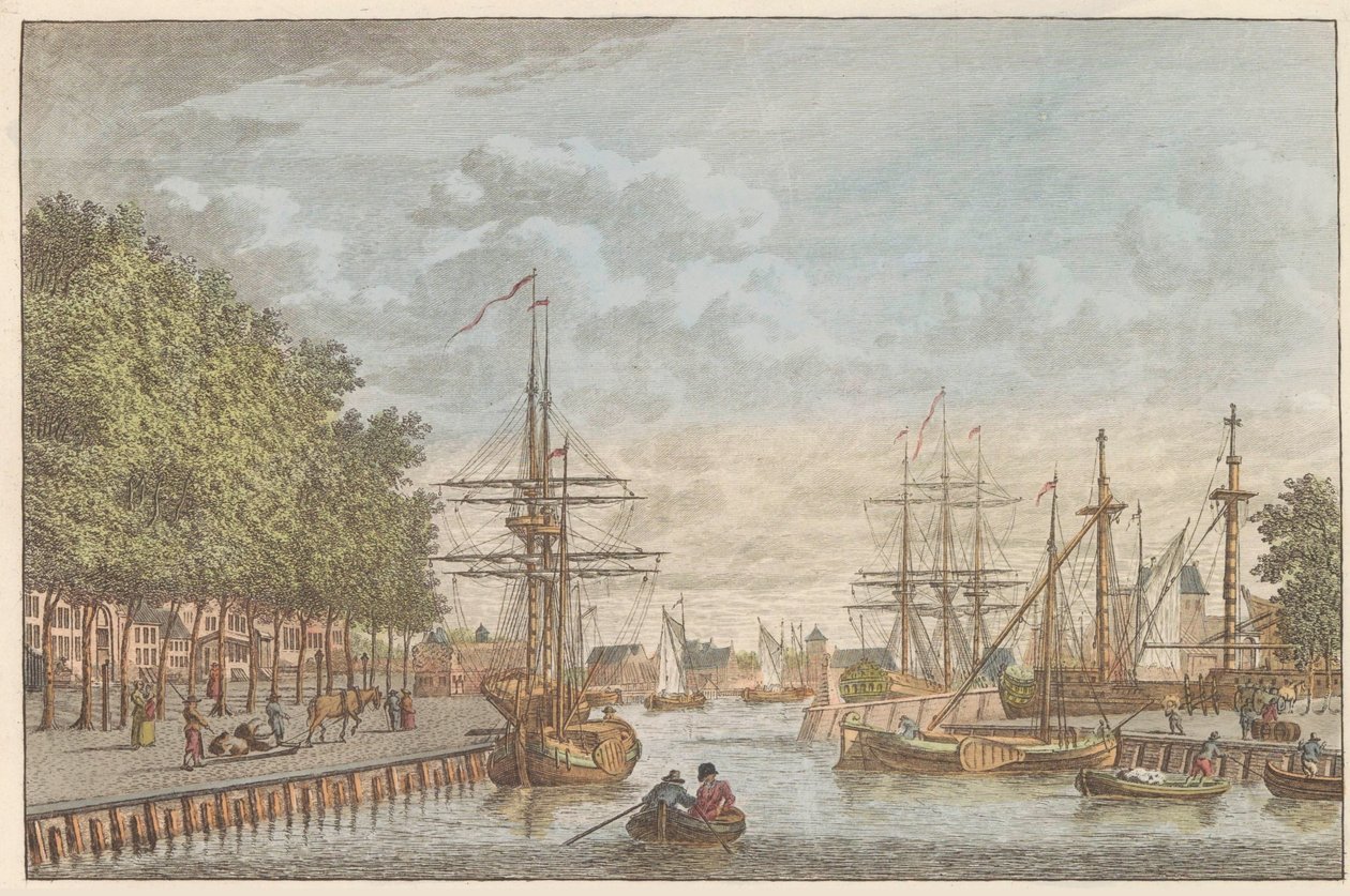 Middelburgin satama, noin 1790 Middelburgin satama / Le port de Middelburg (otsikko esineessä) tekijältä Carel Frederik Bendorp (I)