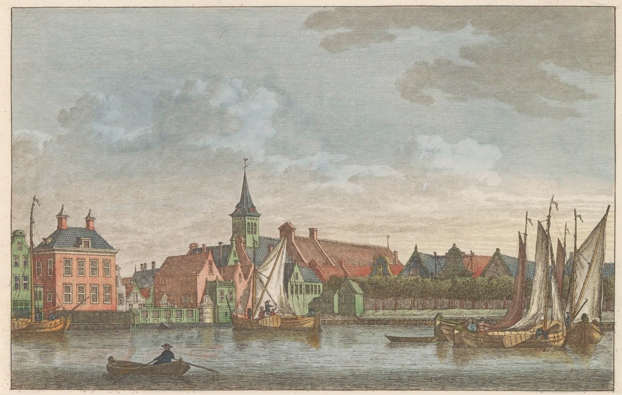 Zaandamin itäpuoli, noin 1790 Kirkko Oost-Zaandam / Eglise à Oost-zaandam (otsikko esineessä) tekijältä Carel Frederik Bendorp (I)