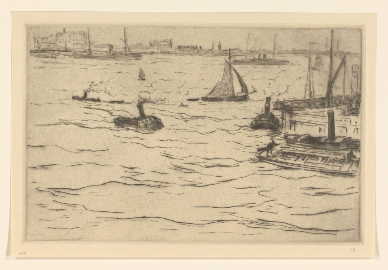 Näkymä Maasille Rotterdamissa The Maas in Rotterdam (alkuperäinen nimi) tekijältä Carel Nicolaas Storm van 