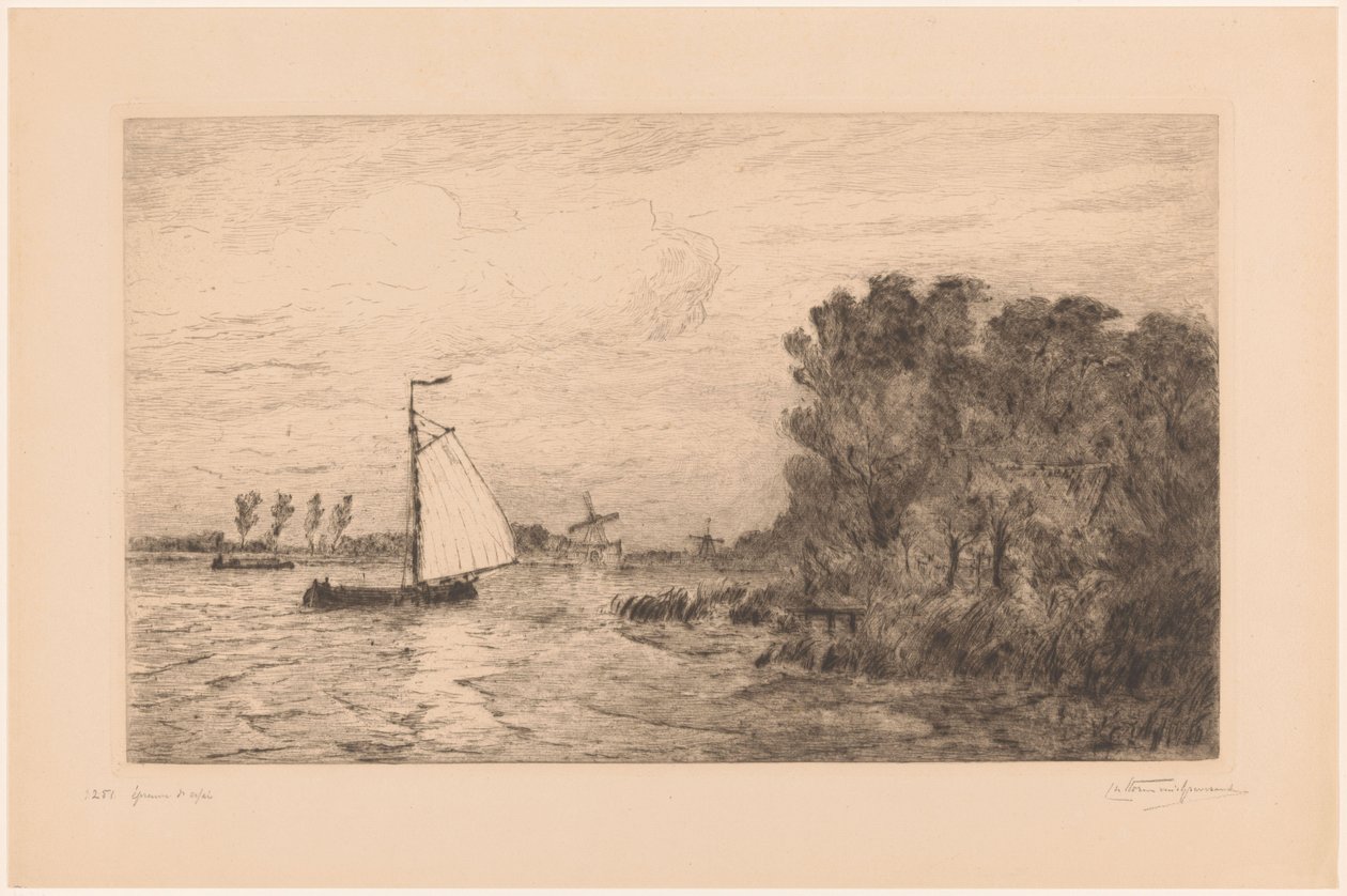 Näkymä Vechtille Weespin lähellä La Vecht près Weesp (alkuperäinen nimi) tekijältä Carel Nicolaas Storm van 
