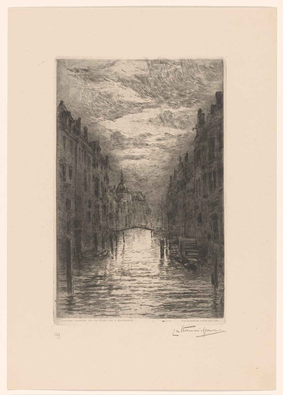 Kanava Dordrechtissa yöllä Dordrecht. Kanava, effet de soir (alkuperäinen nimi) tekijältä Carel Nicolaas Storm van 