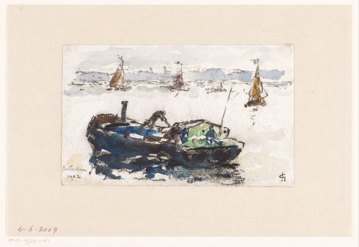 Näkymä Maasille lähellä Rotterdamia tekijältä Carel Nicolaas Storm van 
