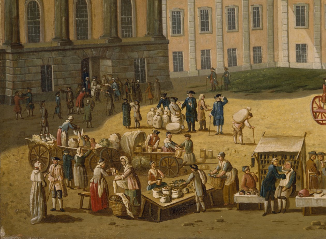 Markkinat Alter Marktissa, Potsdamissa, 1772 (yksityiskohta numerosta 330433) tekijältä Carl Christian Baron
