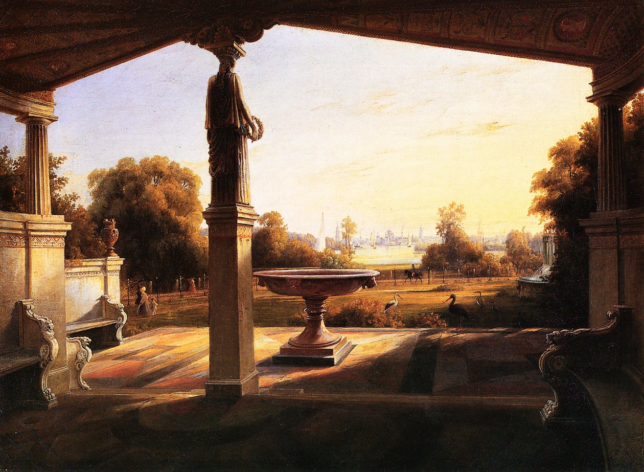 Blick vom Stibadium im Park Klein-Glienicke auf Potsdam tekijältä Carl Daniel Freydanck